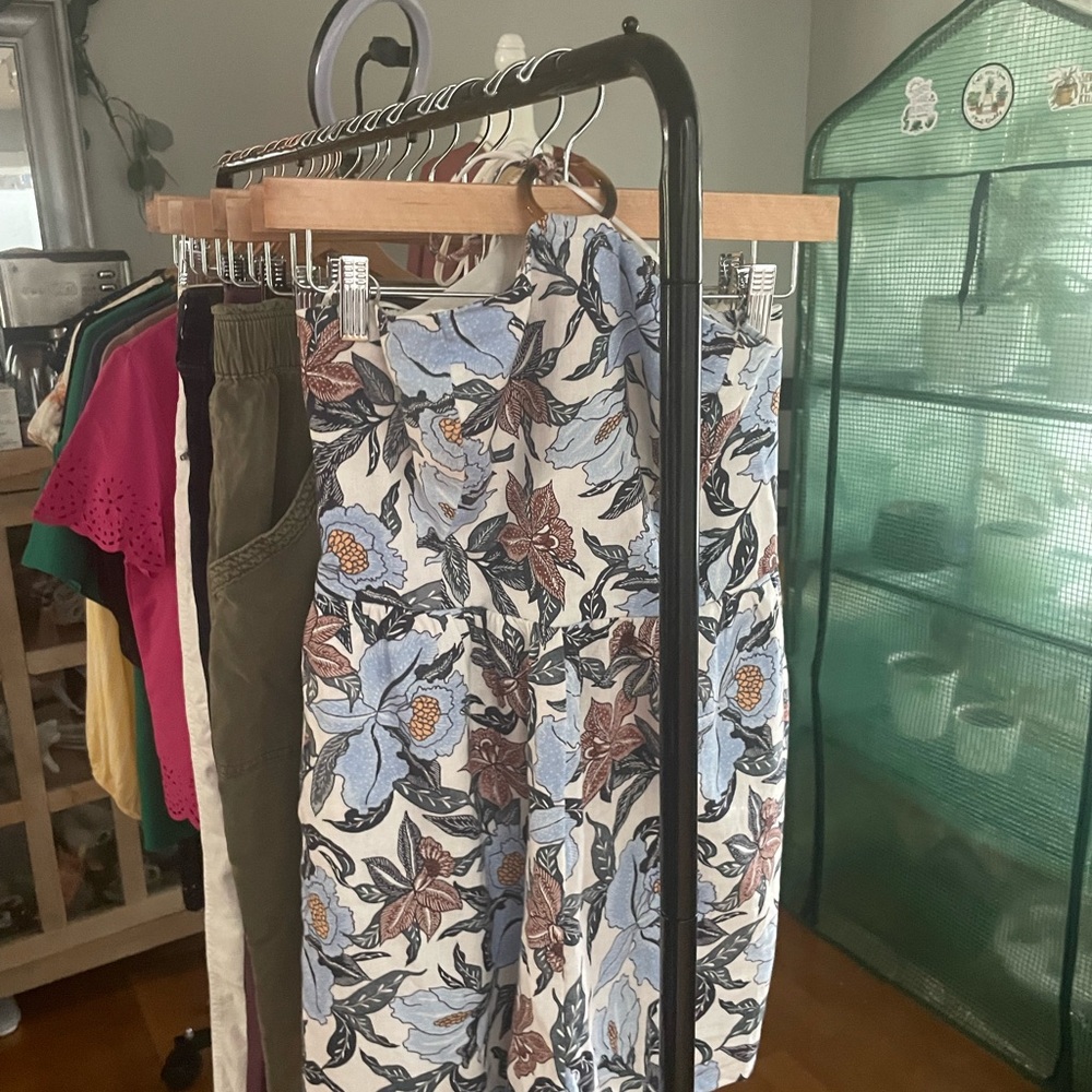 Old Navy Floral Jumpsuit - Blue and Brown